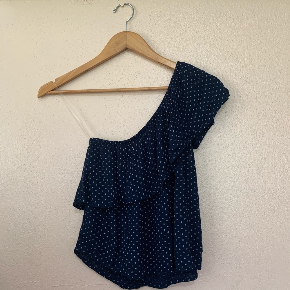 American Eagle One Shoulder Top Navy Blue XS - Picture 2 of 4